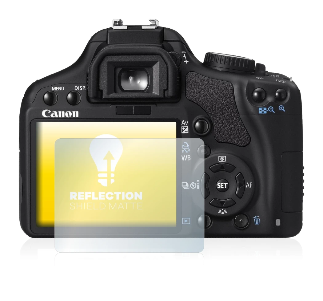 Immagine del dispositivo Canon EOS 450D con un'ampia varietà di protezioni per lo schermo.