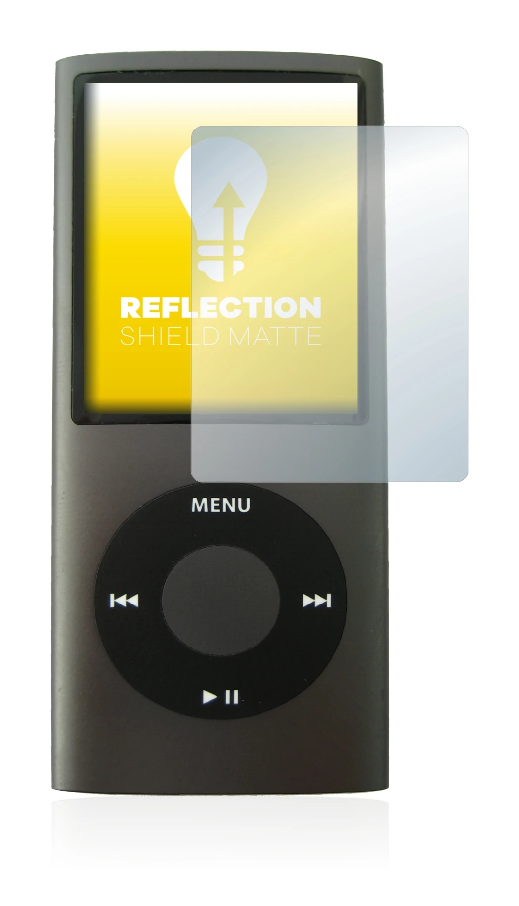 Immagine del dispositivo Apple iPod nano (4a Gen.) con un'ampia varietà di protezioni per lo schermo.