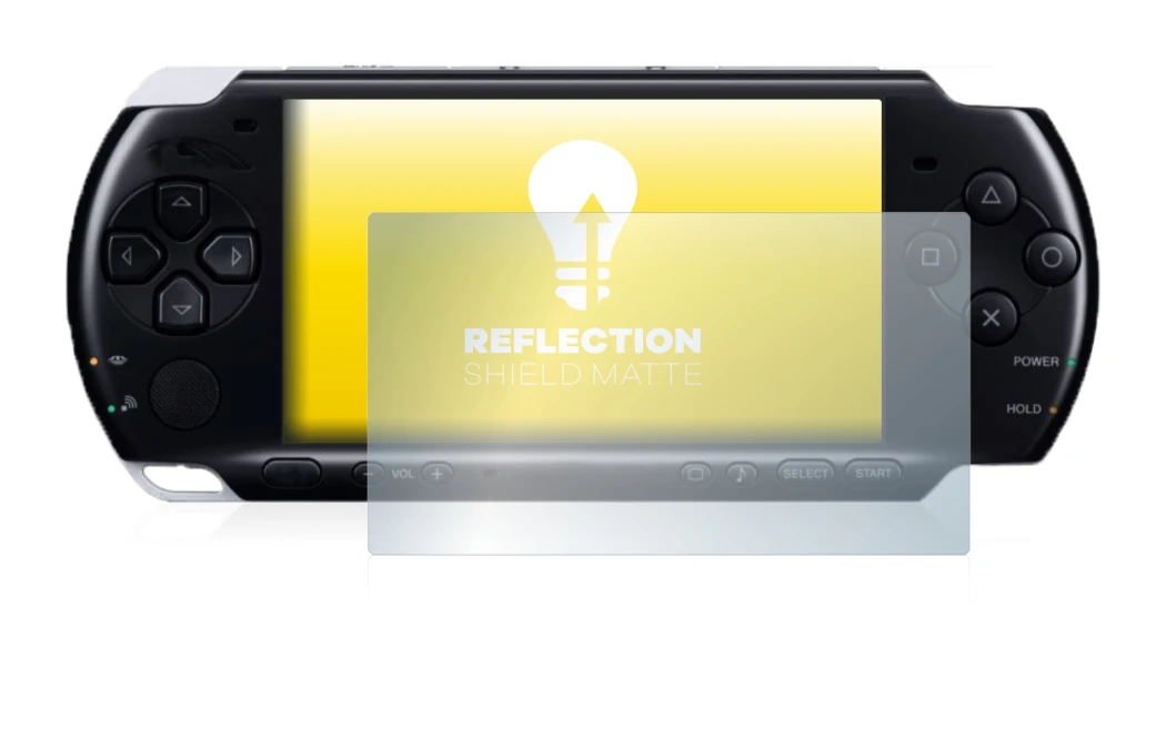 Immagine del dispositivo Sony PSP 3004 con un'ampia varietà di protezioni per lo schermo.