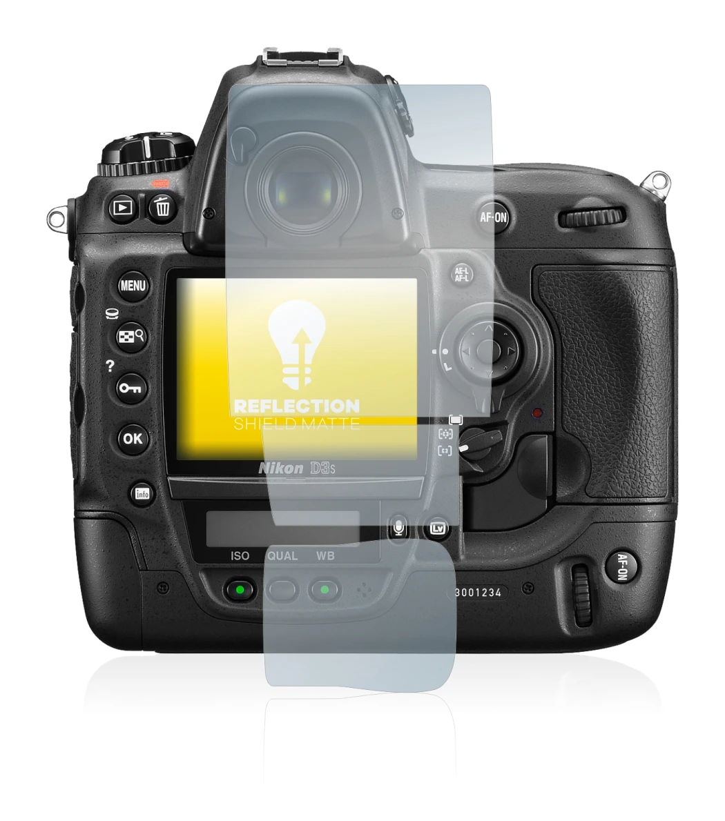 Immagine del dispositivo Nikon D3S con un'ampia varietà di protezioni per lo schermo.