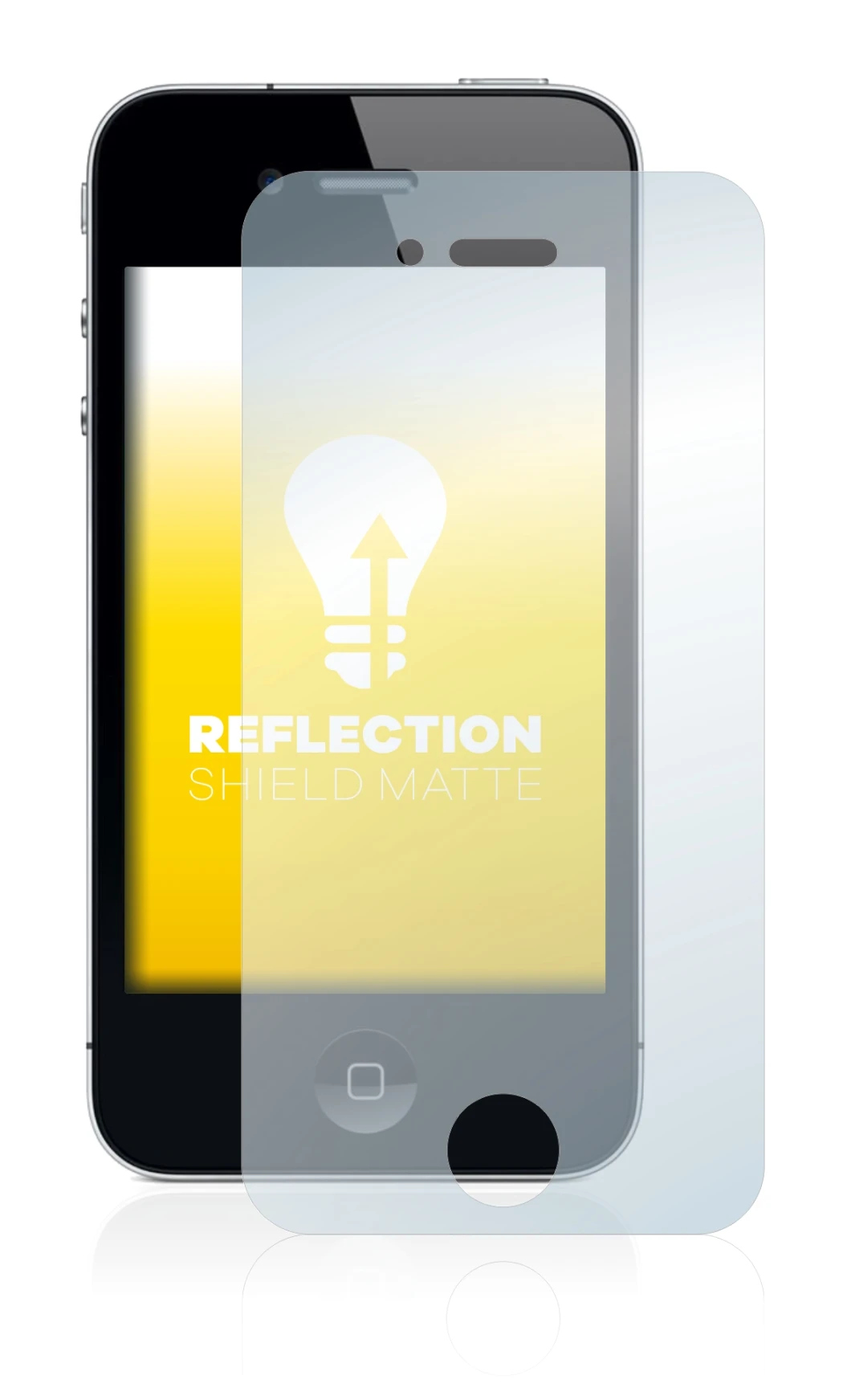 Immagine del dispositivo Apple iPhone 4 con un'ampia varietà di protezioni per lo schermo.