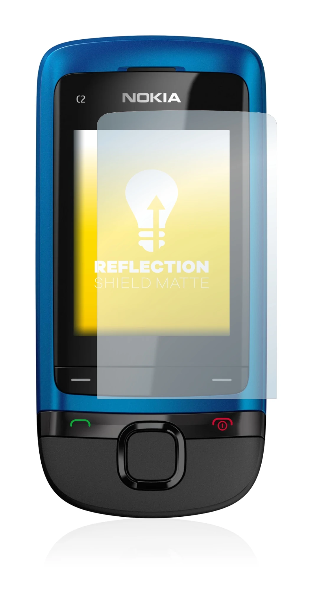 Immagine del dispositivo Nokia C2-05 con un'ampia varietà di protezioni per lo schermo.