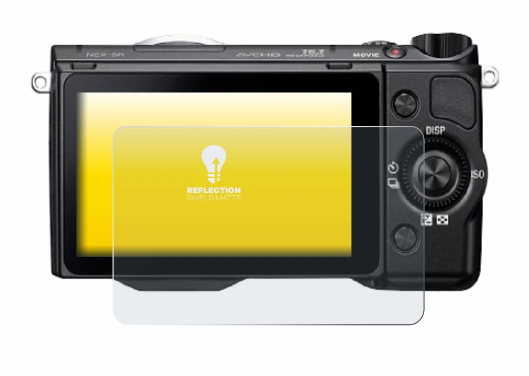 Immagine del dispositivo Sony Alpha NEX-5R con un'ampia varietà di protezioni per lo schermo.