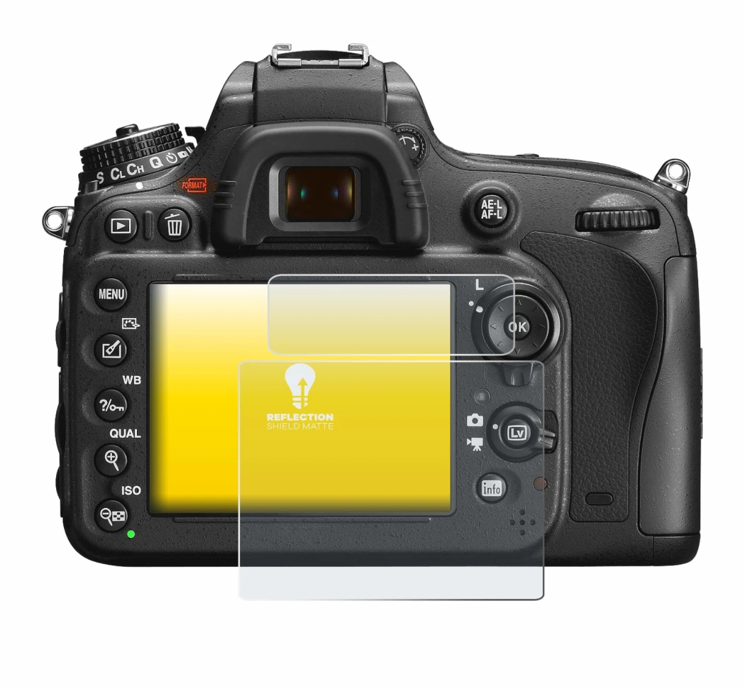 Immagine del dispositivo Nikon D600 con un'ampia varietà di protezioni per lo schermo.