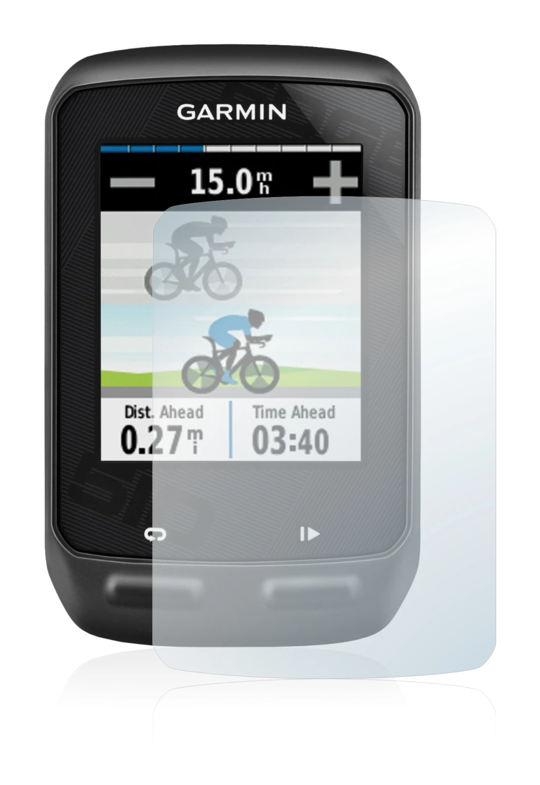 Immagine del dispositivo Garmin Edge 510 con un'ampia varietà di protezioni per lo schermo.
