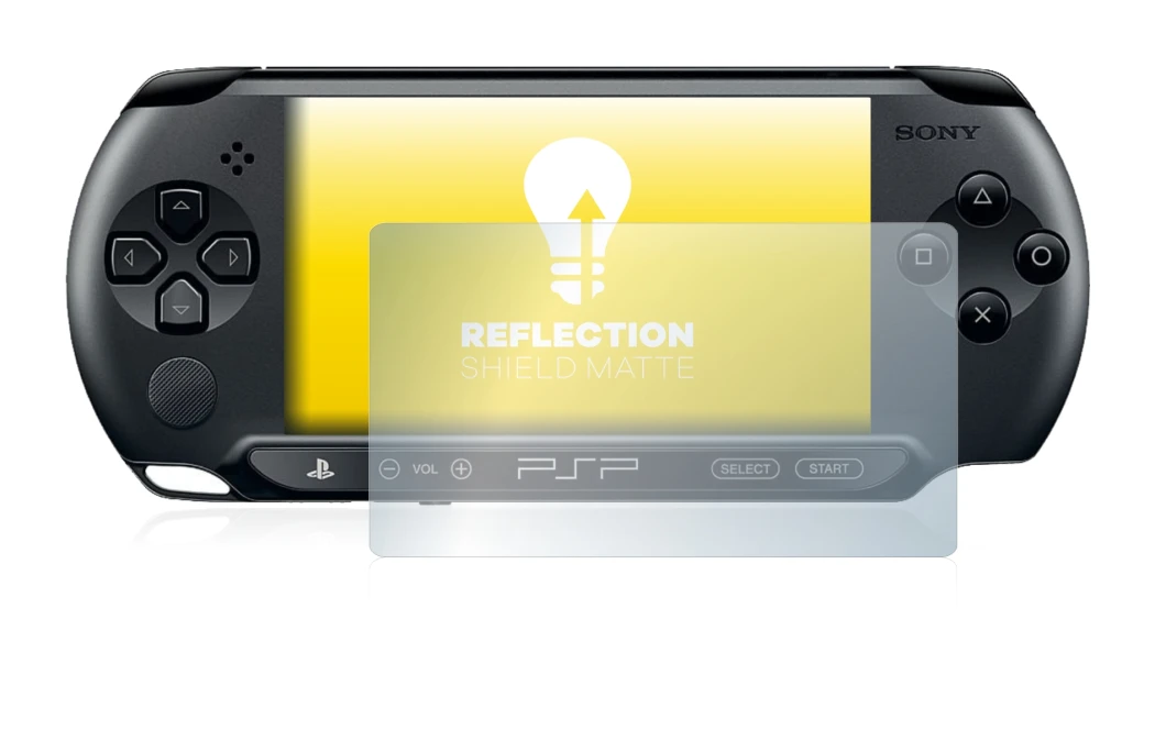 Immagine del dispositivo Sony PSP 1004 con un'ampia varietà di protezioni per lo schermo.