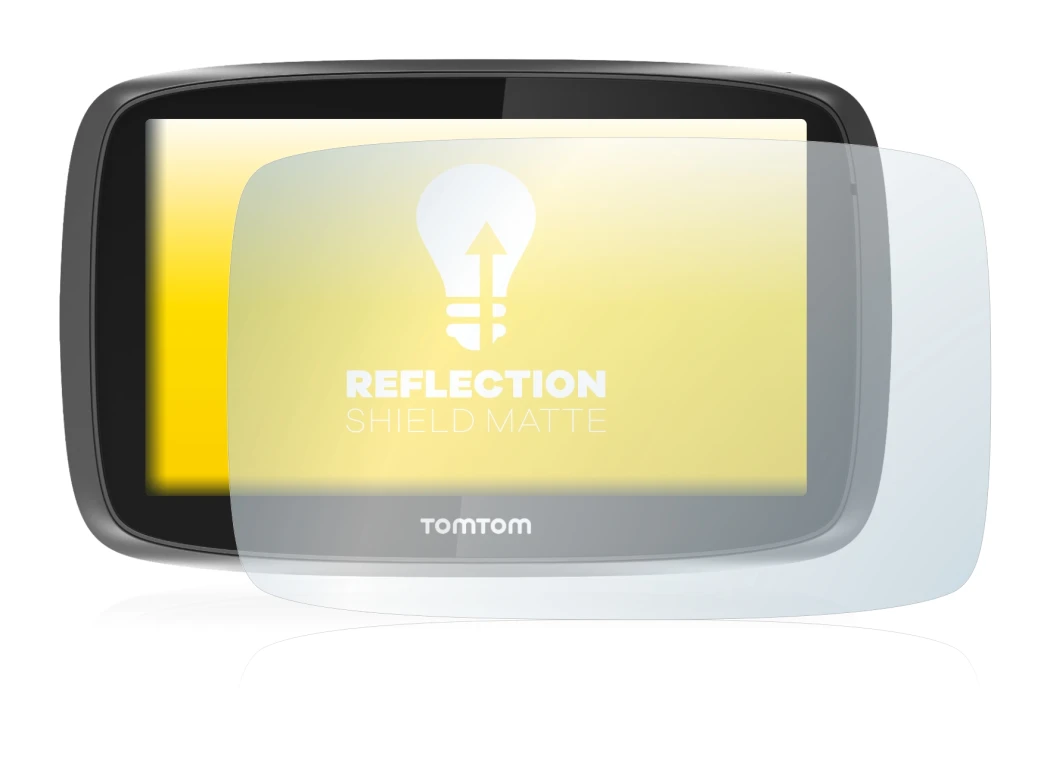 Immagine del dispositivo TomTom GO 5000 con un'ampia varietà di protezioni per lo schermo.
