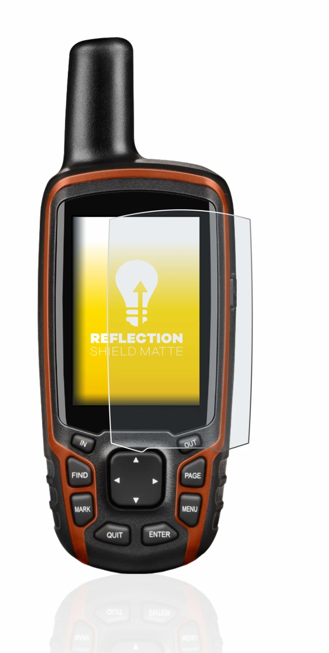 Immagine del dispositivo Garmin GPSMAP 64s con un'ampia varietà di protezioni per lo schermo.