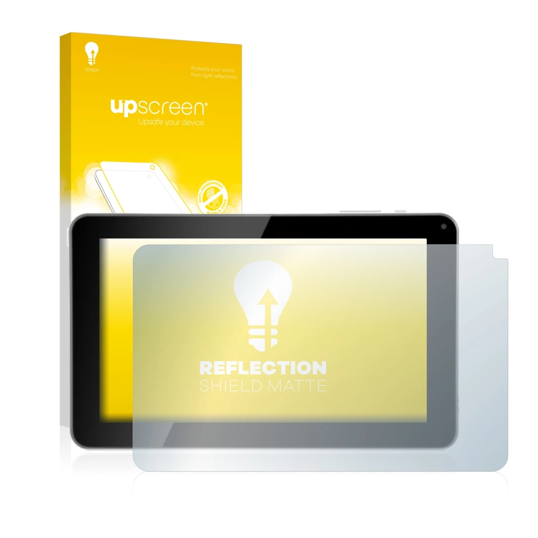 Parte frontale di una confezione del prodotto con il logo del marchio upscreen. Accanto è raffigurato il dispositivo Kliver Kl