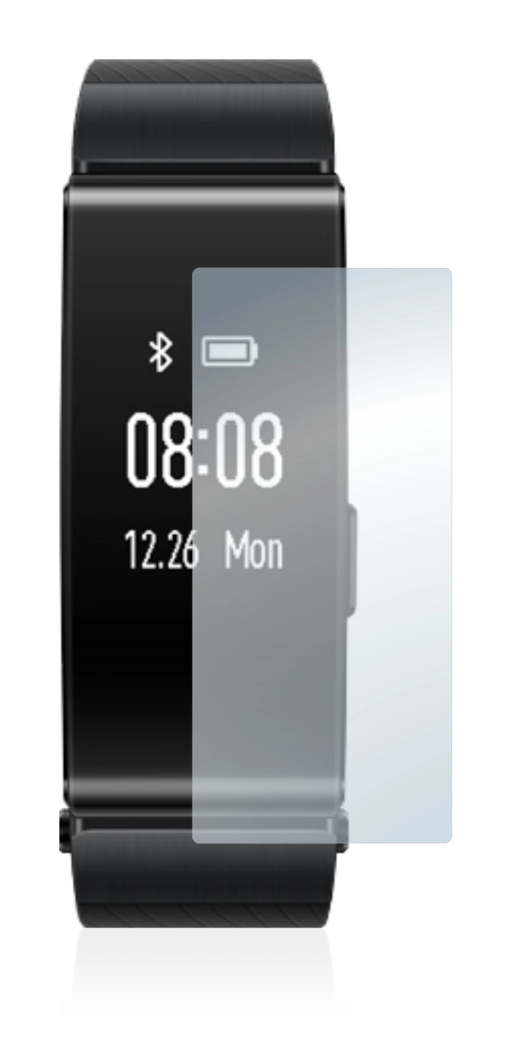 Immagine del dispositivo Huawei TalkBand B2 con un'ampia varietà di protezioni per lo schermo.