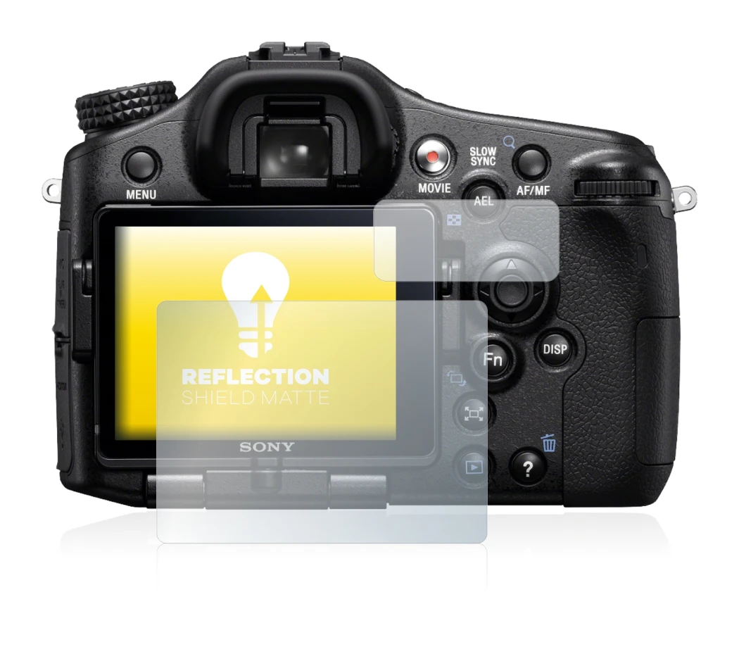 Immagine del dispositivo Sony Alpha 77 (SLT-77) con un'ampia varietà di protezioni per lo schermo.