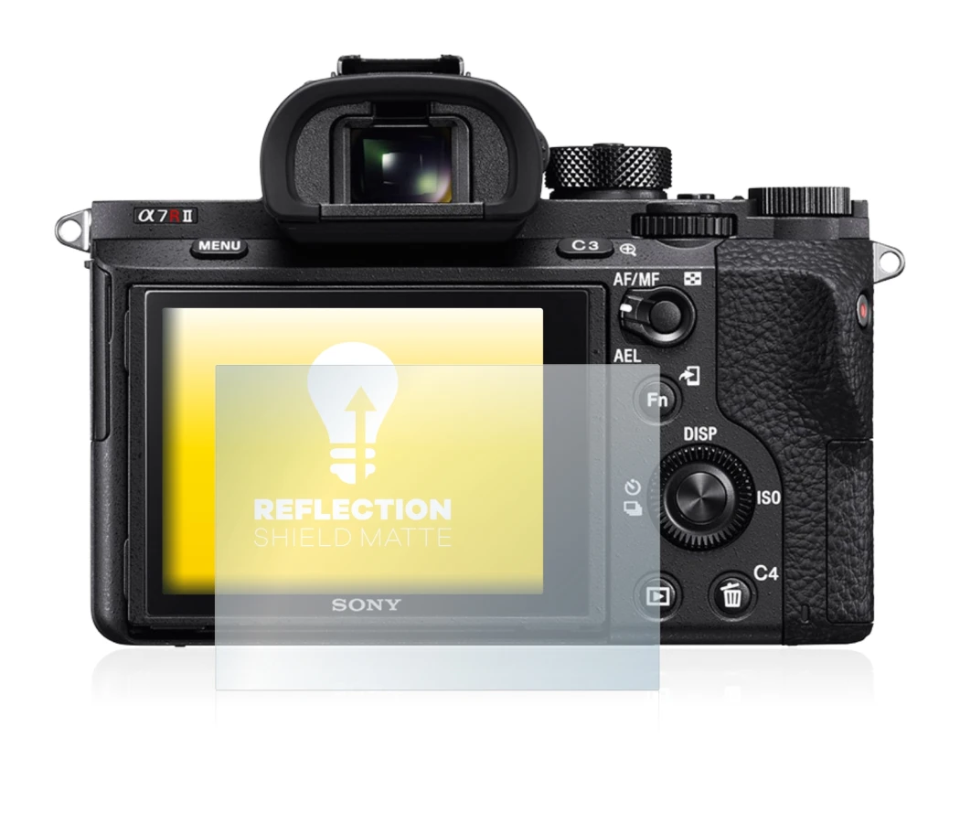 Immagine del dispositivo Sony Alpha 7R II con un'ampia varietà di protezioni per lo schermo.
