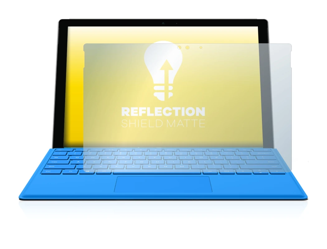Immagine del dispositivo Microsoft Surface Pro 4 con un'ampia varietà di protezioni per lo schermo.