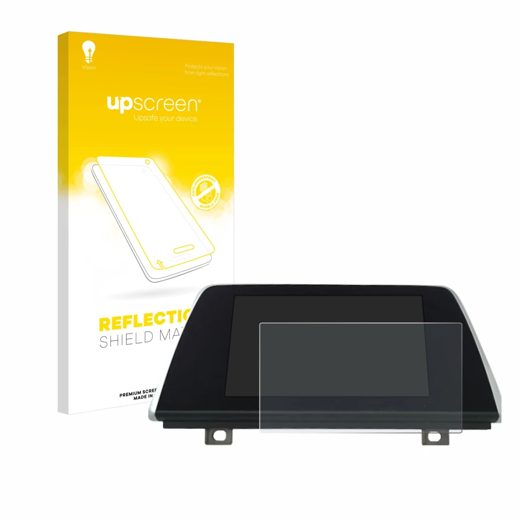 Parte frontale di una confezione del prodotto con il logo del marchio upscreen. Accanto è raffigurato il dispositivo BMW Profe