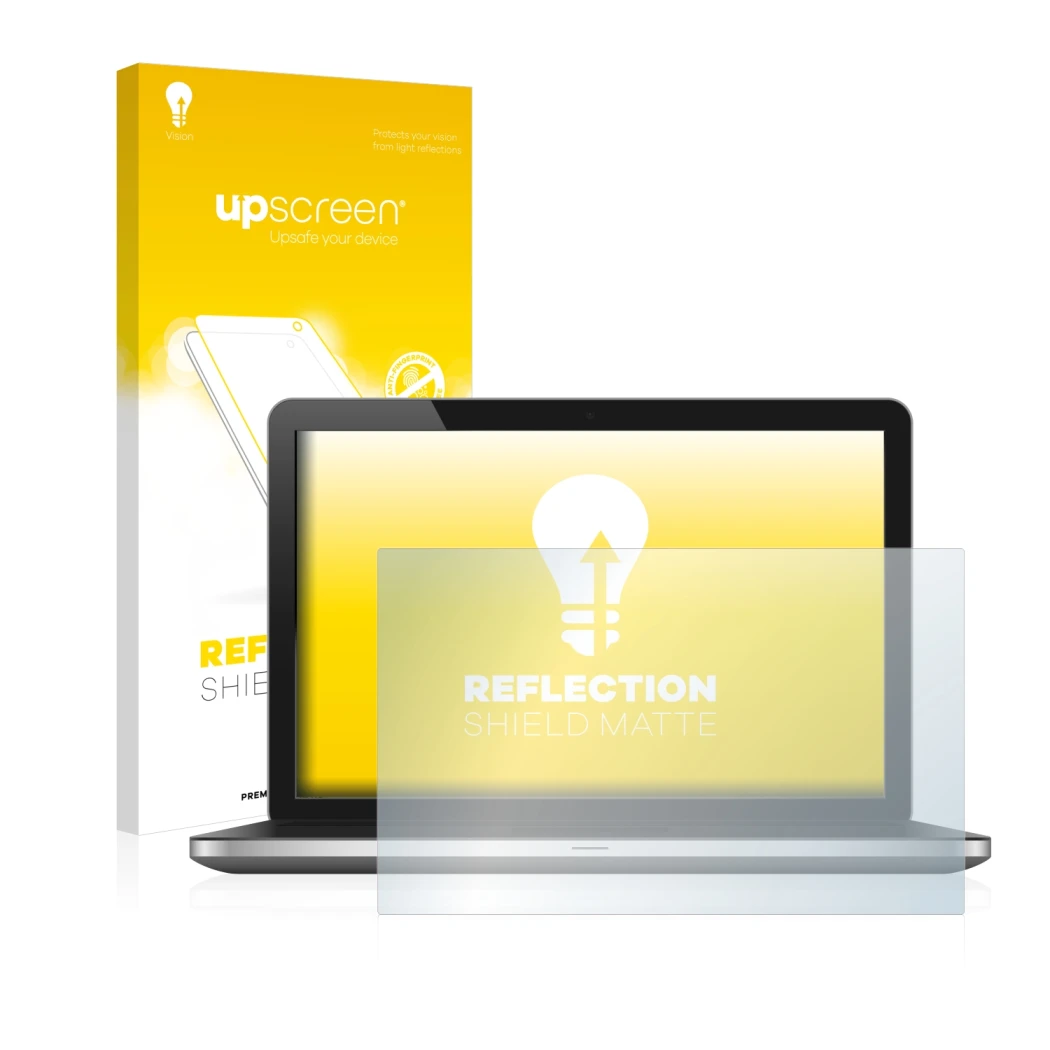 Parte frontale di una confezione del prodotto con il logo del marchio upscreen. Accanto è raffigurato il dispositivo con la re