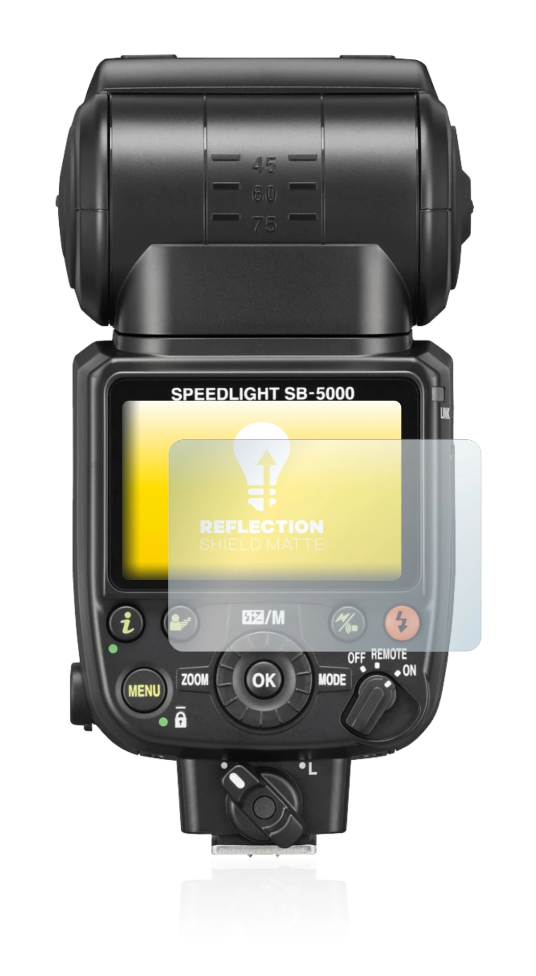 Immagine del dispositivo Nikon SB-5000 con un'ampia varietà di protezioni per lo schermo.