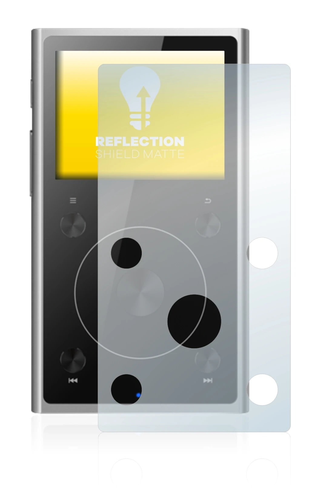 Immagine del dispositivo FiiO X1 II con un'ampia varietà di protezioni per lo schermo.