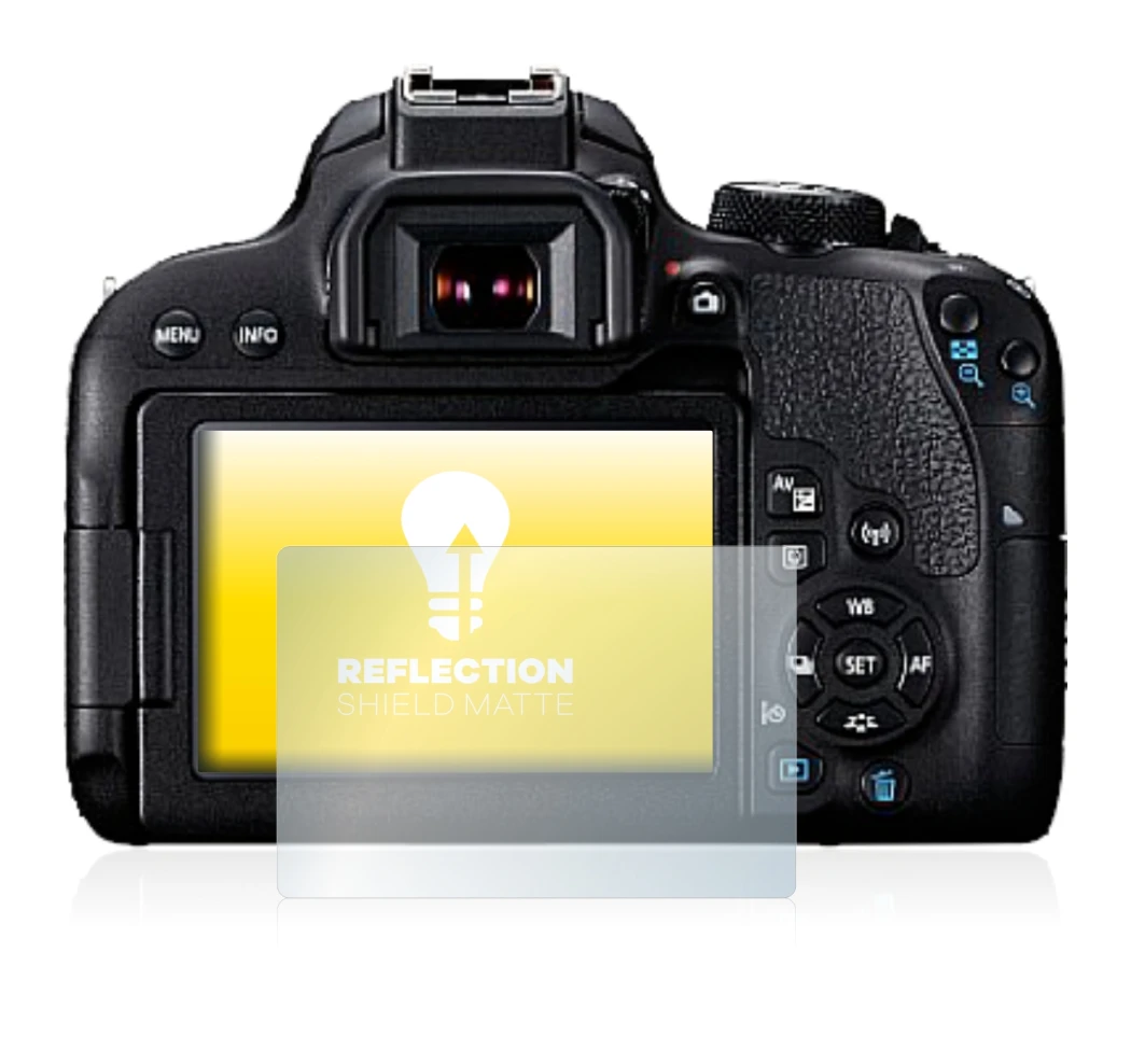 Immagine del dispositivo Canon EOS 800D con un'ampia varietà di protezioni per lo schermo.