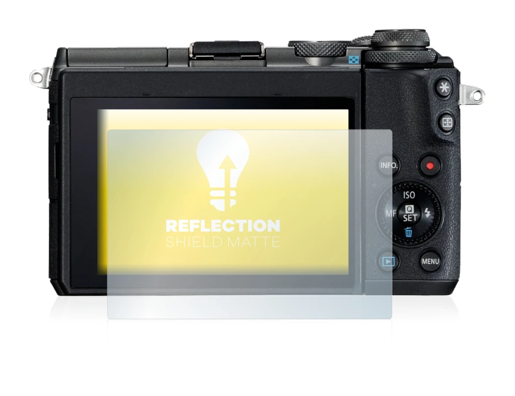 Immagine del dispositivo Canon EOS M6 con un'ampia varietà di protezioni per lo schermo.