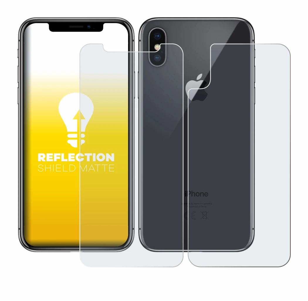 Immagine del dispositivo Apple iPhone X (Fronte+Retro) con un'ampia varietà di protezioni per lo schermo.