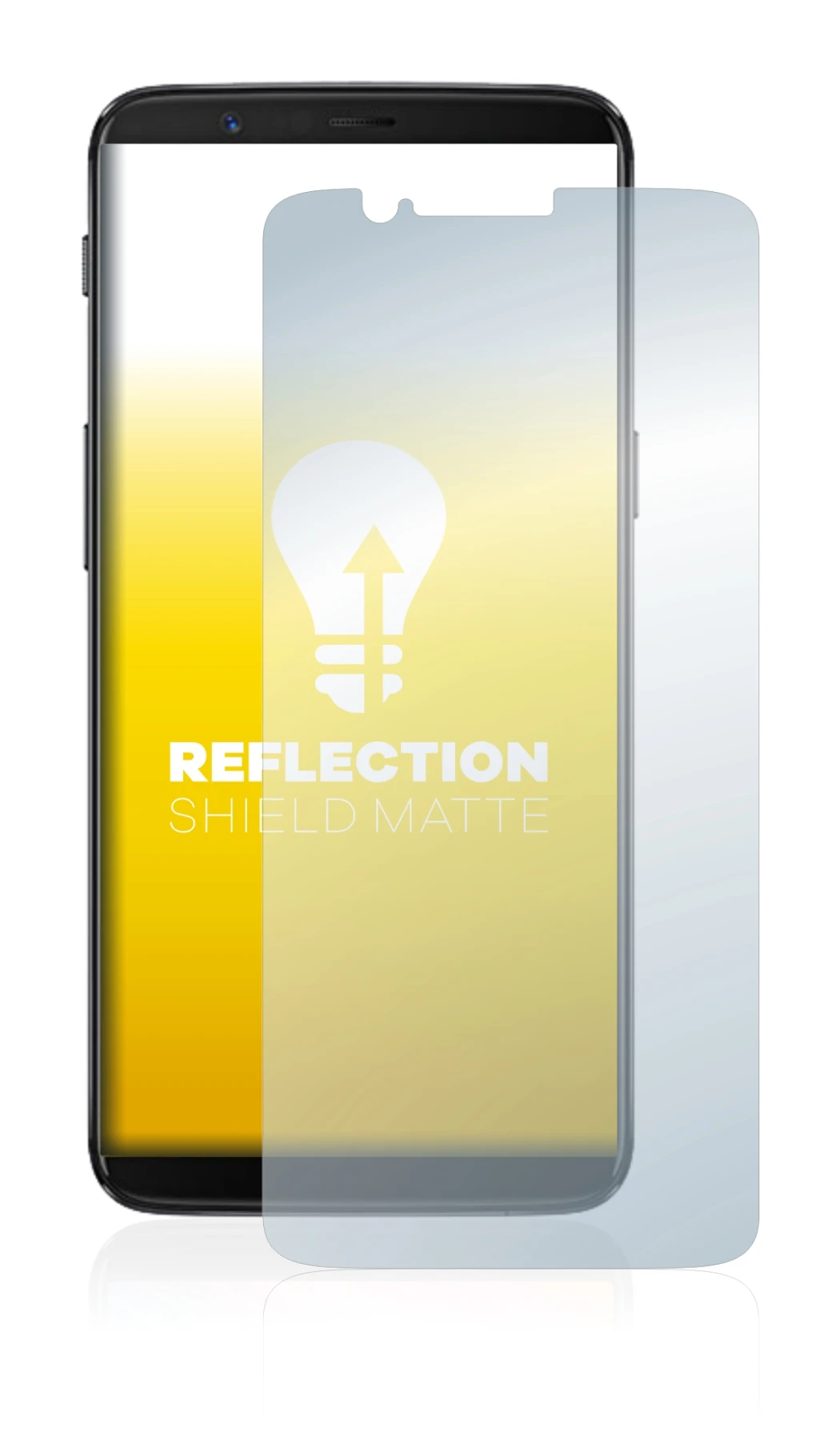 Immagine del dispositivo OnePlus 5T con un'ampia varietà di protezioni per lo schermo.