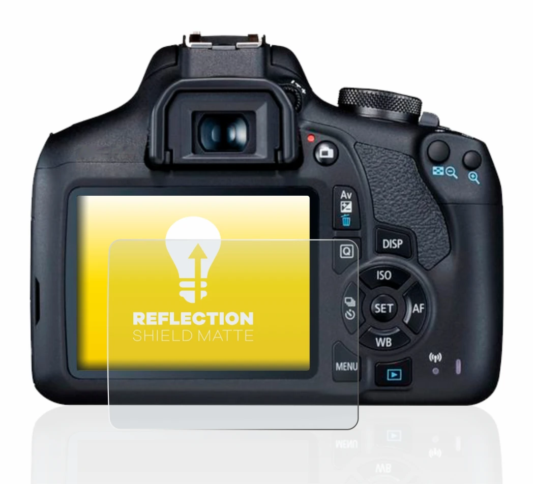 Immagine del dispositivo Canon EOS 2000D con un'ampia varietà di protezioni per lo schermo.