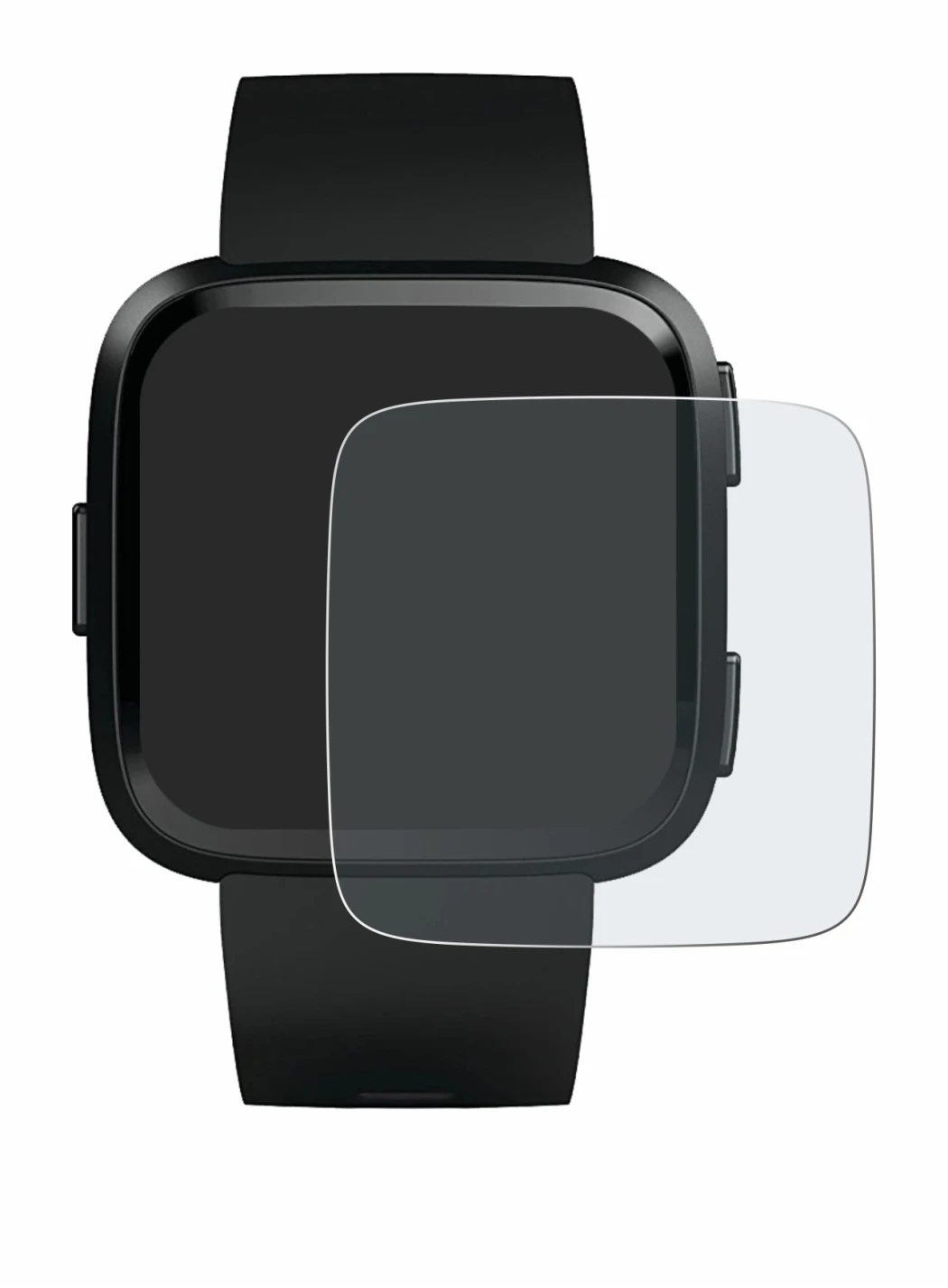 Immagine del dispositivo Fitbit Versa con un'ampia varietà di protezioni per lo schermo.
