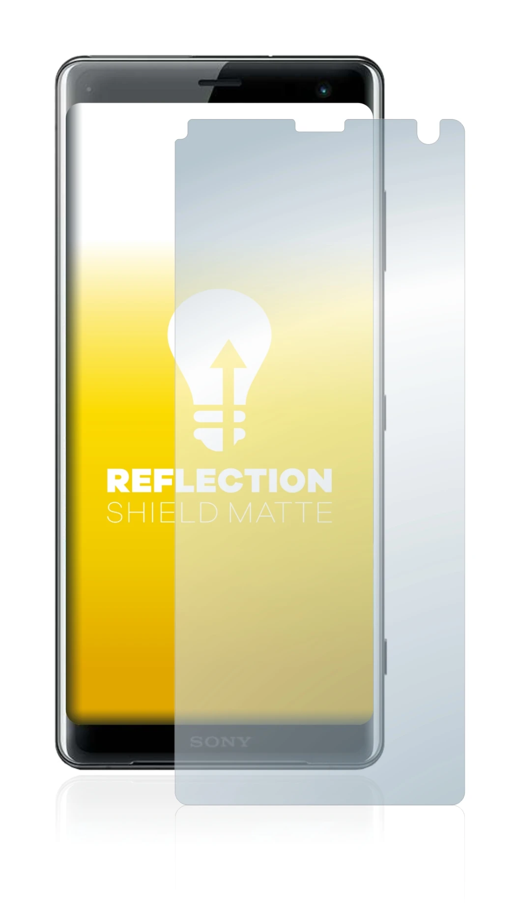 Immagine del dispositivo Sony Xperia XZ3 con un'ampia varietà di protezioni per lo schermo.