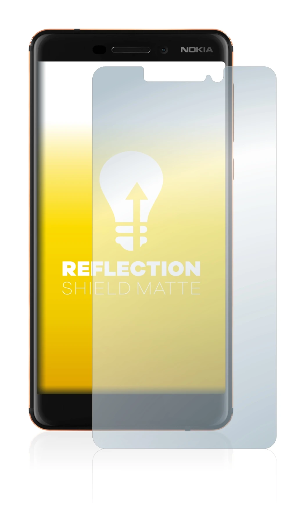 Immagine del dispositivo Nokia 6.1 con un'ampia varietà di protezioni per lo schermo.