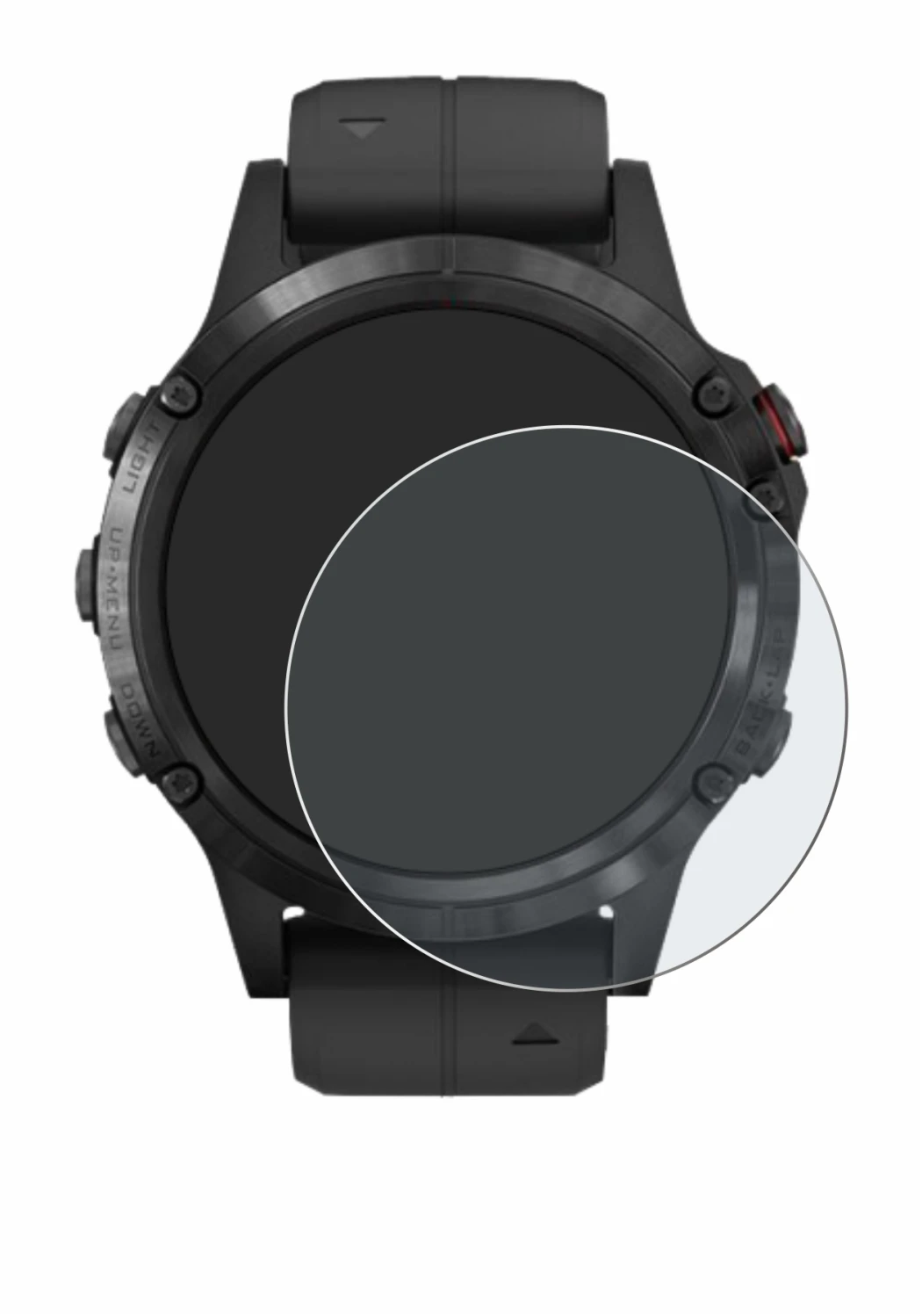 Immagine del dispositivo Garmin Fenix 5 Plus (47 mm) con un'ampia varietà di protezioni per lo schermo.