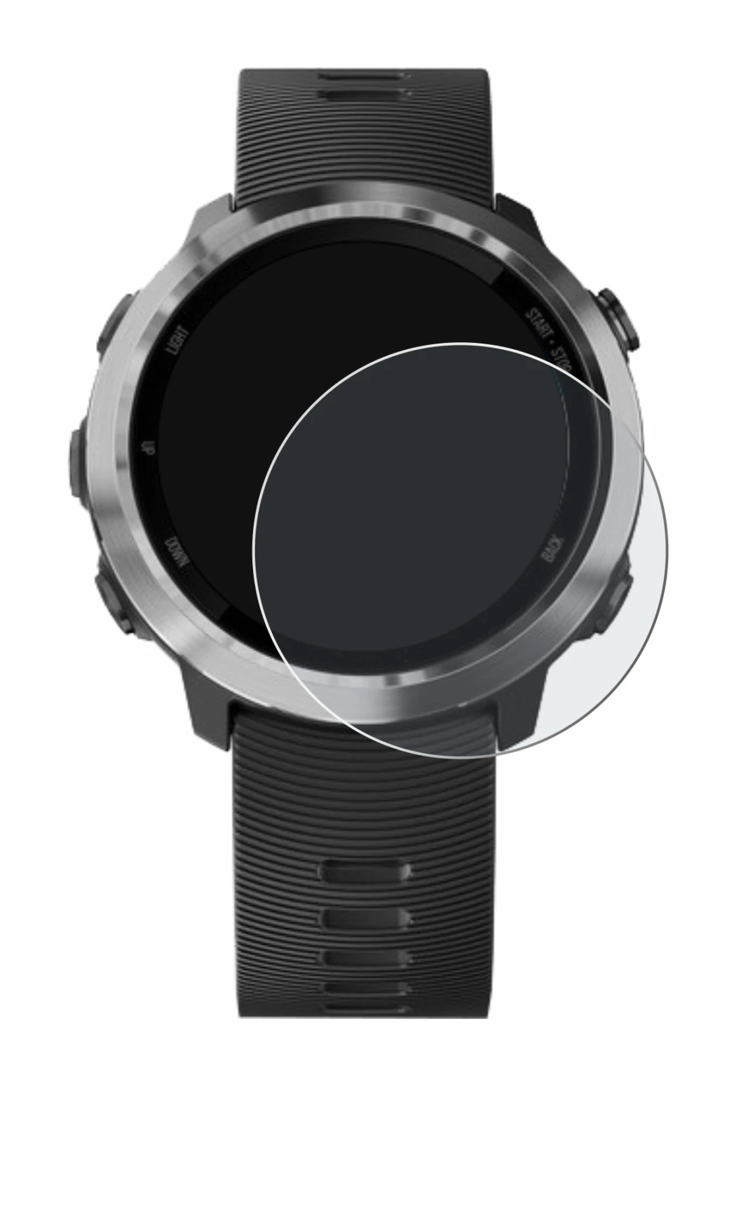 Immagine del dispositivo Garmin Forerunner 645 Music con un'ampia varietà di protezioni per lo schermo.