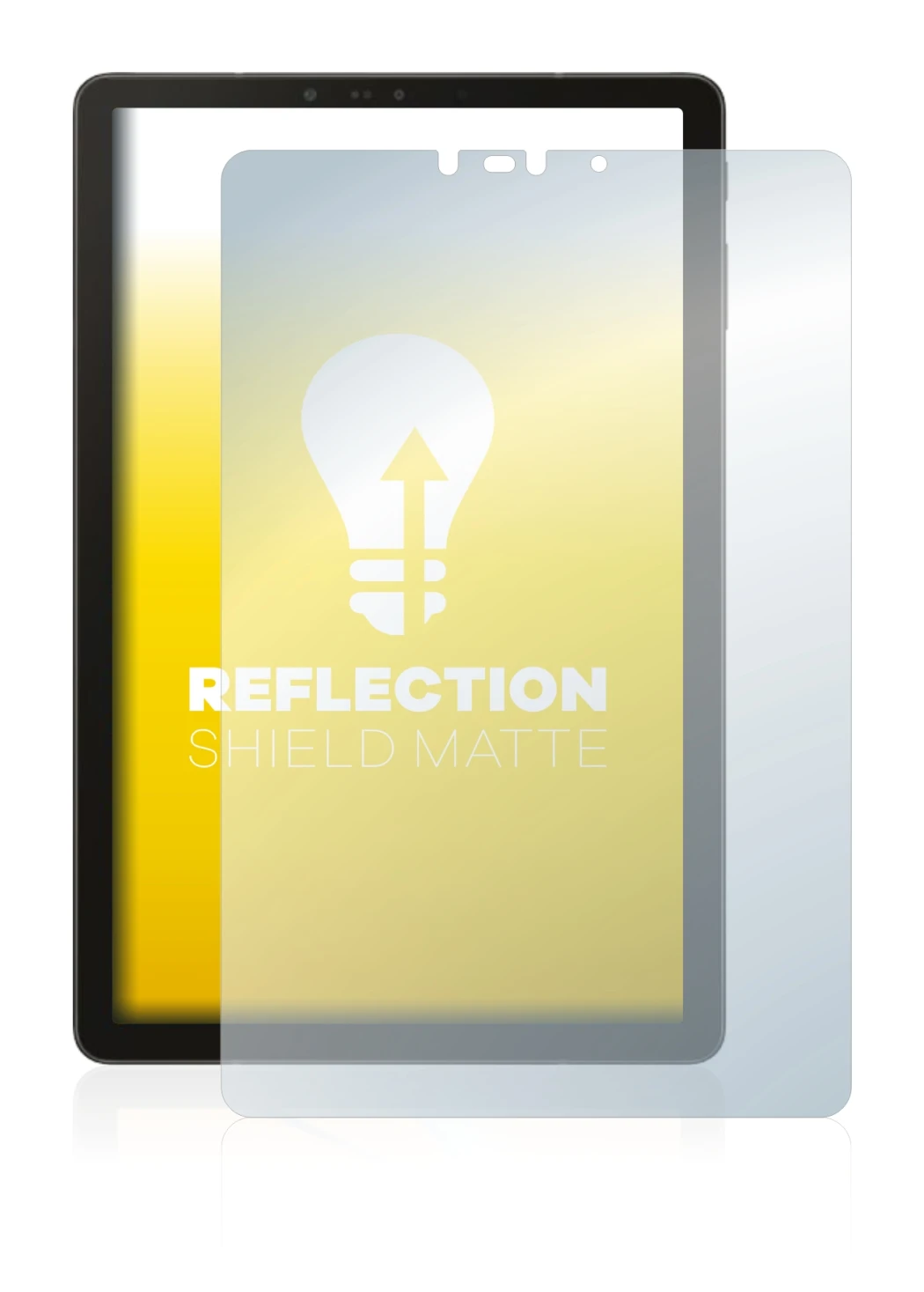 Immagine del dispositivo Samsung Galaxy Tab S4 10.5 con un'ampia varietà di protezioni per lo schermo.