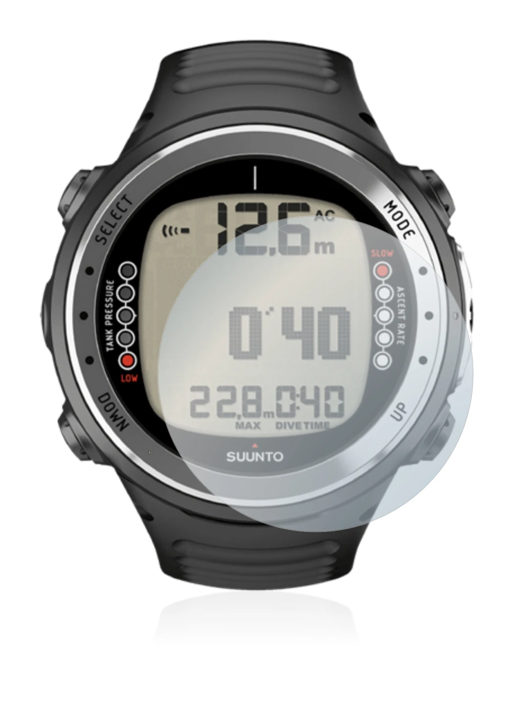 Immagine del dispositivo Suunto D4I con un'ampia varietà di protezioni per lo schermo.