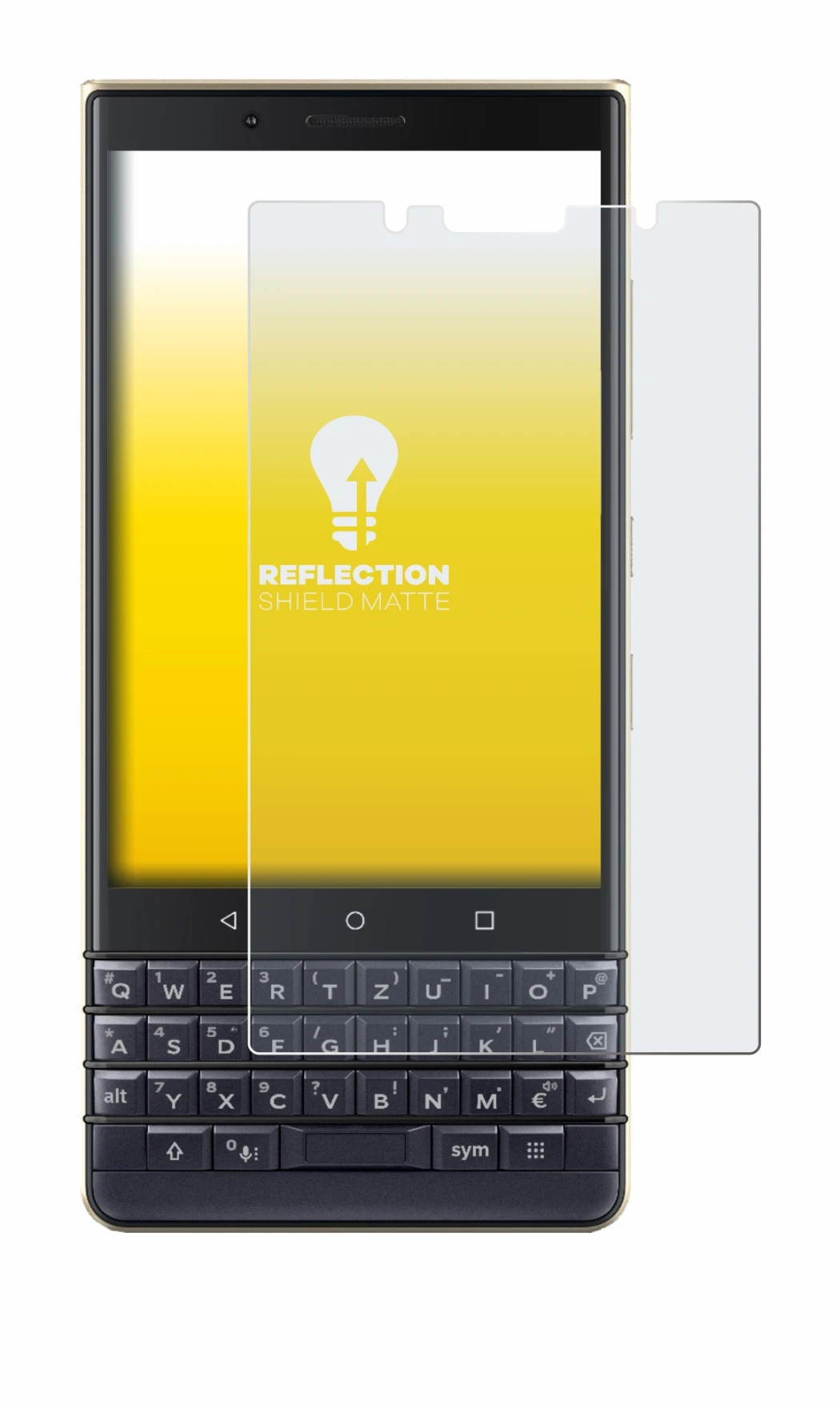 Immagine del dispositivo BlackBerry Key2 LE con un'ampia varietà di protezioni per lo schermo.
