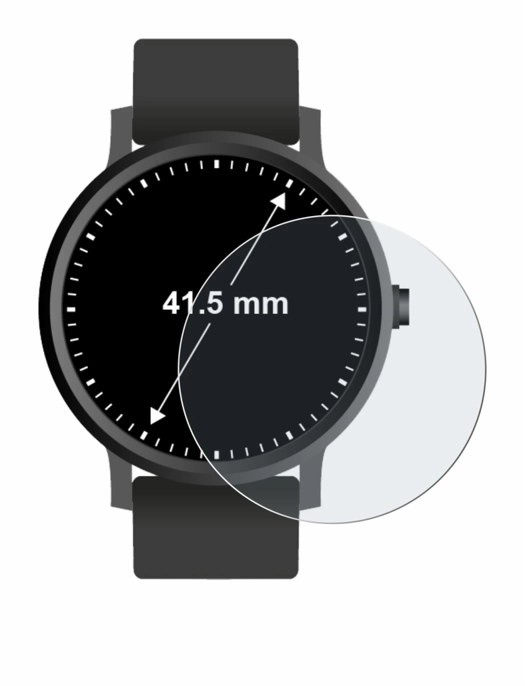 Immagine del dispositivo Orologi (Circolare, ø: 41.5 mm) con un'ampia varietà di protezioni per lo schermo.