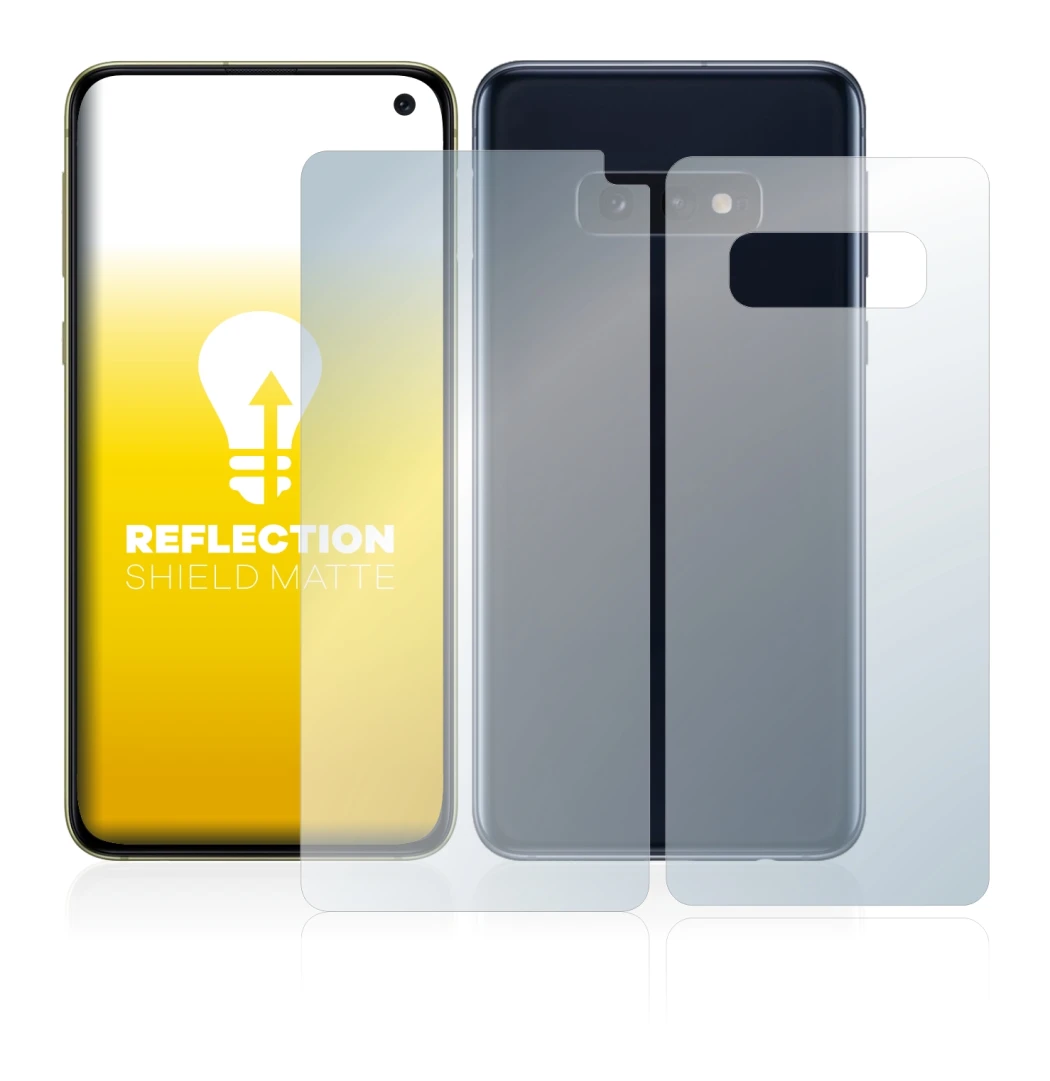 Immagine del dispositivo Samsung Galaxy S10e (Fronte+Retro) con un'ampia varietà di protezioni per lo schermo.