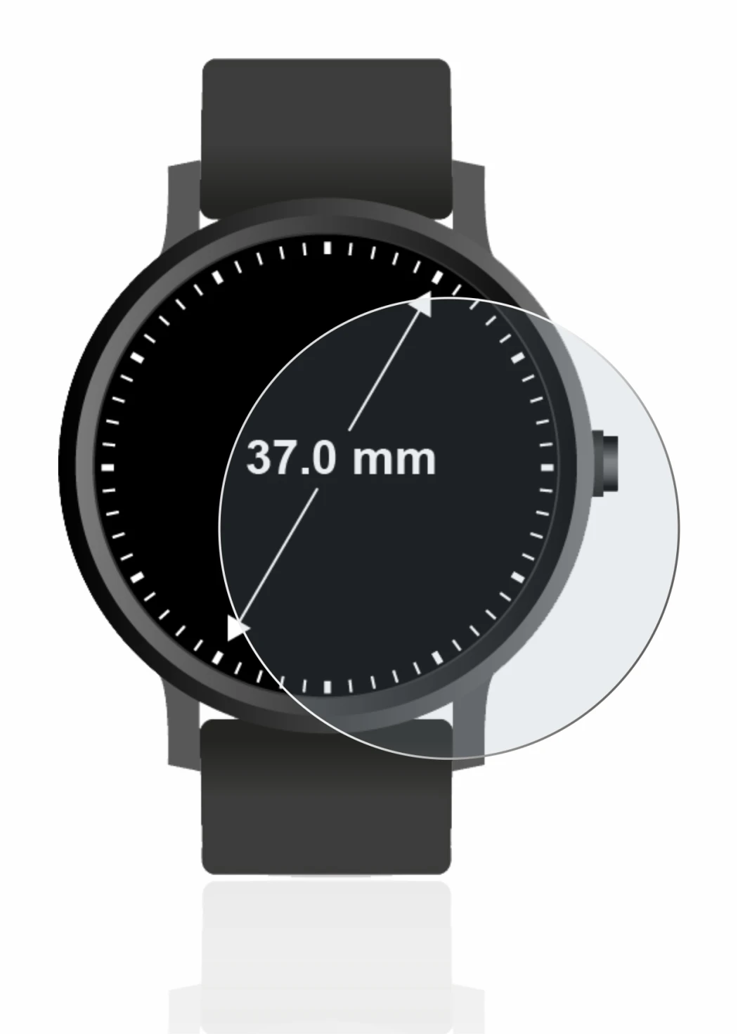 Immagine del dispositivo Circolare Displays (ø: 37 mm) con un'ampia varietà di protezioni per lo schermo.
