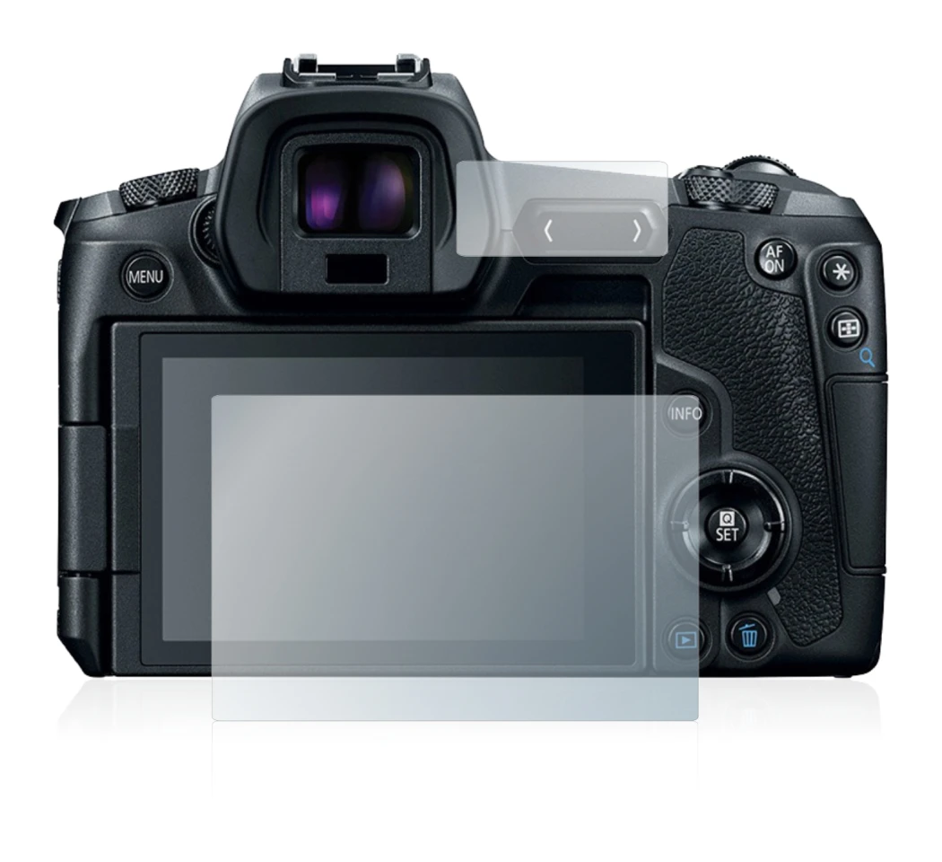 Immagine del dispositivo Canon EOS R con un'ampia varietà di protezioni per lo schermo.