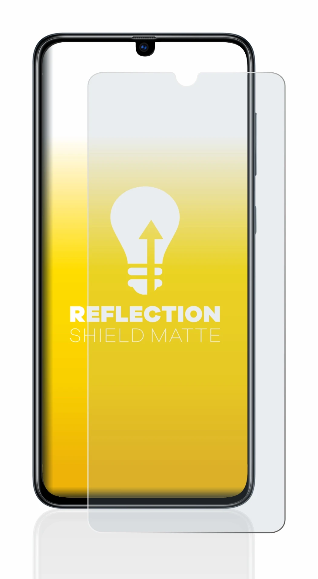 Immagine del dispositivo Samsung Galaxy A70 con un'ampia varietà di protezioni per lo schermo.