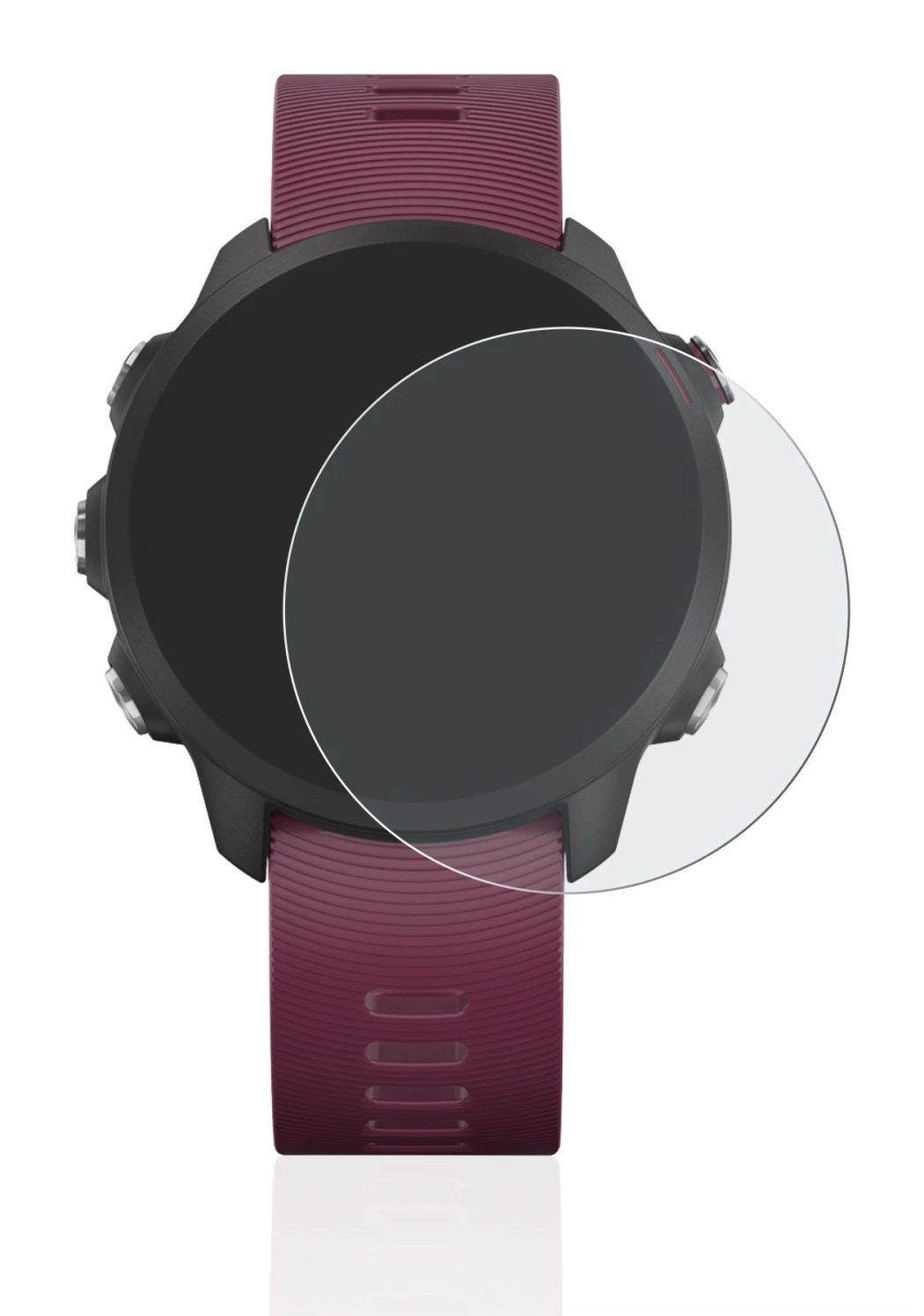 Immagine del dispositivo Garmin Forerunner 245 con un'ampia varietà di protezioni per lo schermo.