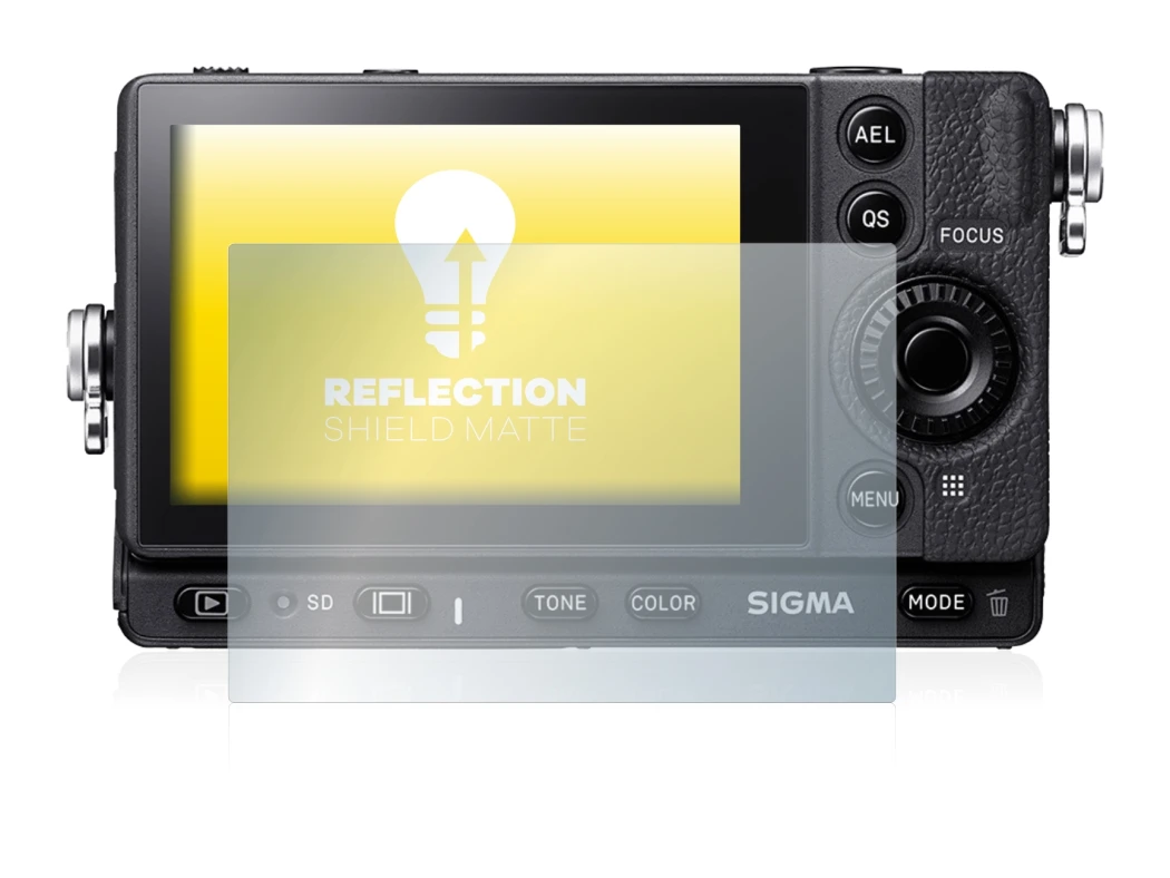 Immagine del dispositivo Sigma FP con un'ampia varietà di protezioni per lo schermo.