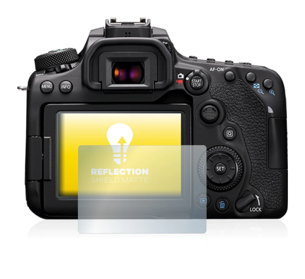 Immagine del dispositivo Canon EOS 90D con un'ampia varietà di protezioni per lo schermo.