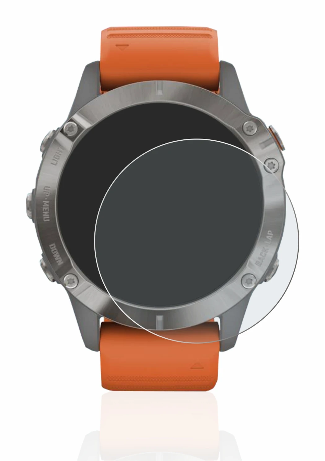 Immagine del dispositivo Garmin Fenix 6 Pro con un'ampia varietà di protezioni per lo schermo.
