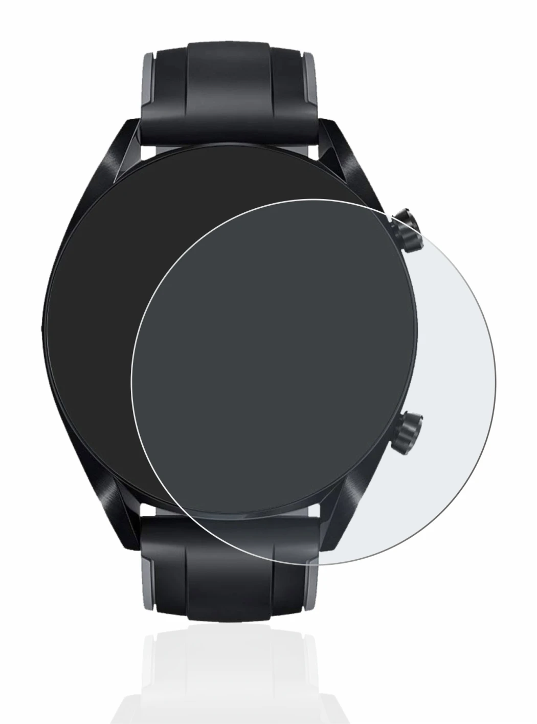 Immagine del dispositivo Huawei Watch GT 2 (46 mm) con un'ampia varietà di protezioni per lo schermo.