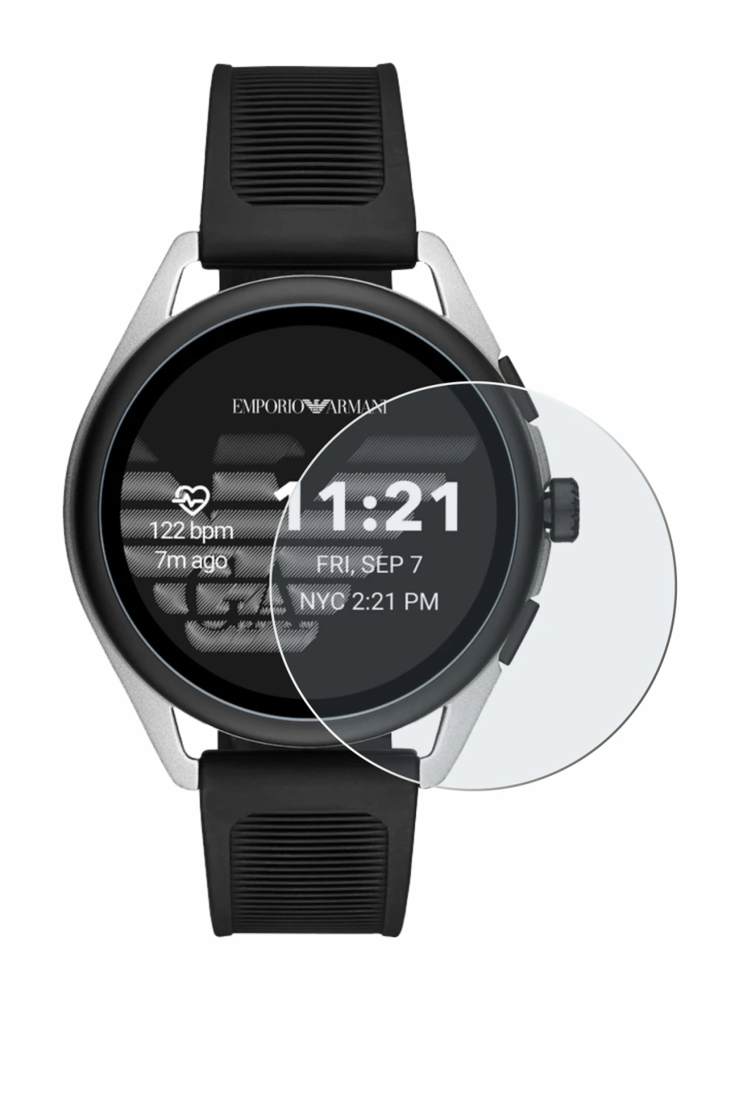 Immagine del dispositivo Emporio Armani Connected Smartwatch 3 con un'ampia varietà di protezioni per lo schermo.