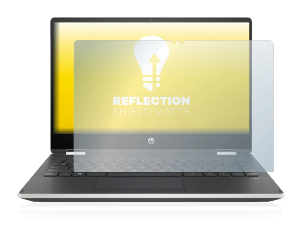 Immagine del dispositivo HP Pavilion x360 (14-dhX) con un'ampia varietà di protezioni per lo schermo.