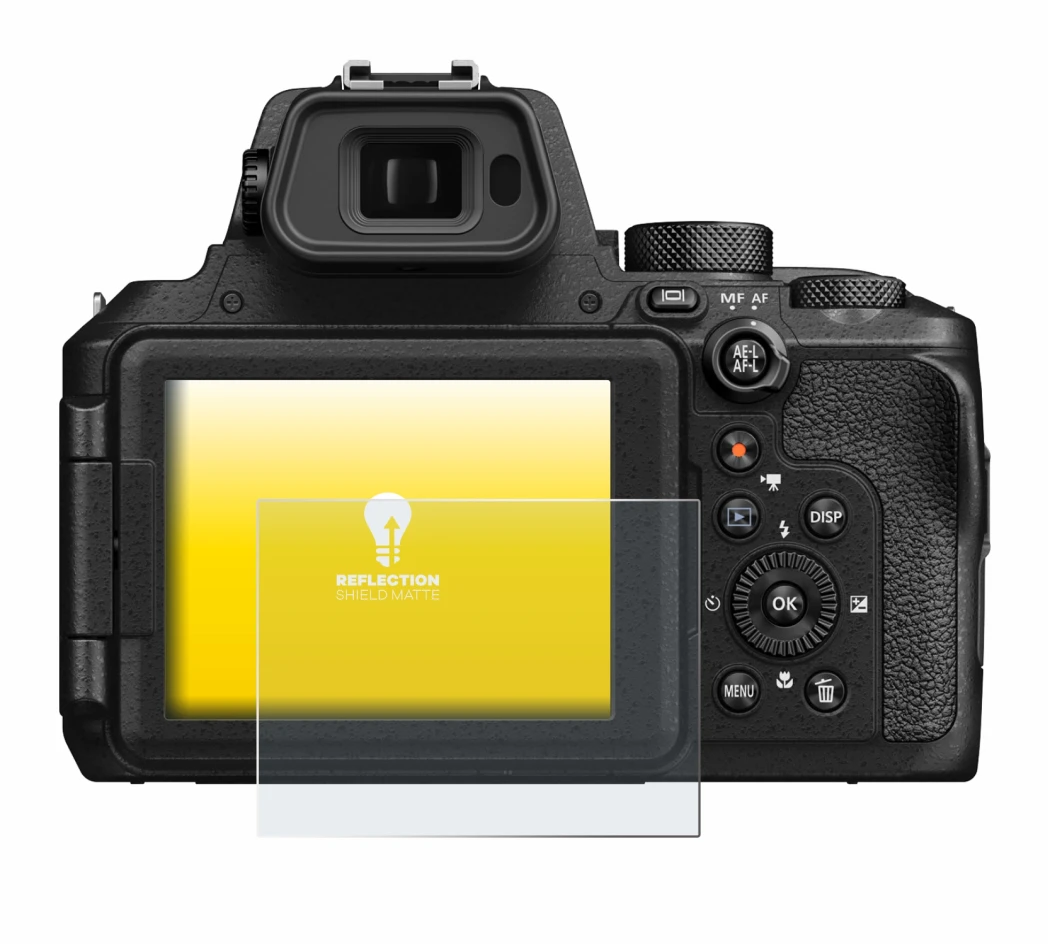 Immagine del dispositivo Nikon Coolpix P950 con un'ampia varietà di protezioni per lo schermo.