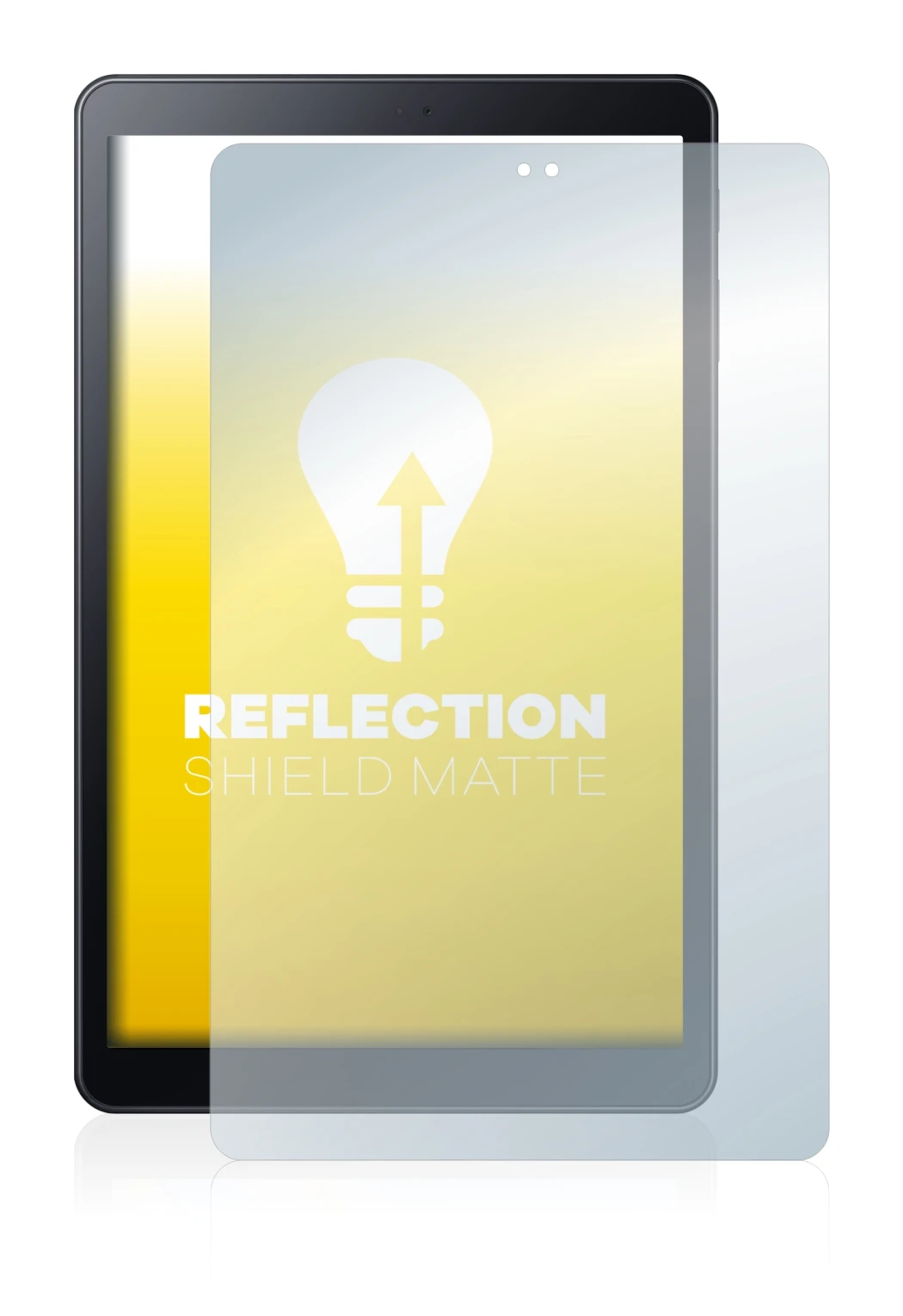 Immagine del dispositivo Samsung Galaxy Tab A 10.5 WiFi 2018 con un'ampia varietà di protezioni per lo schermo.