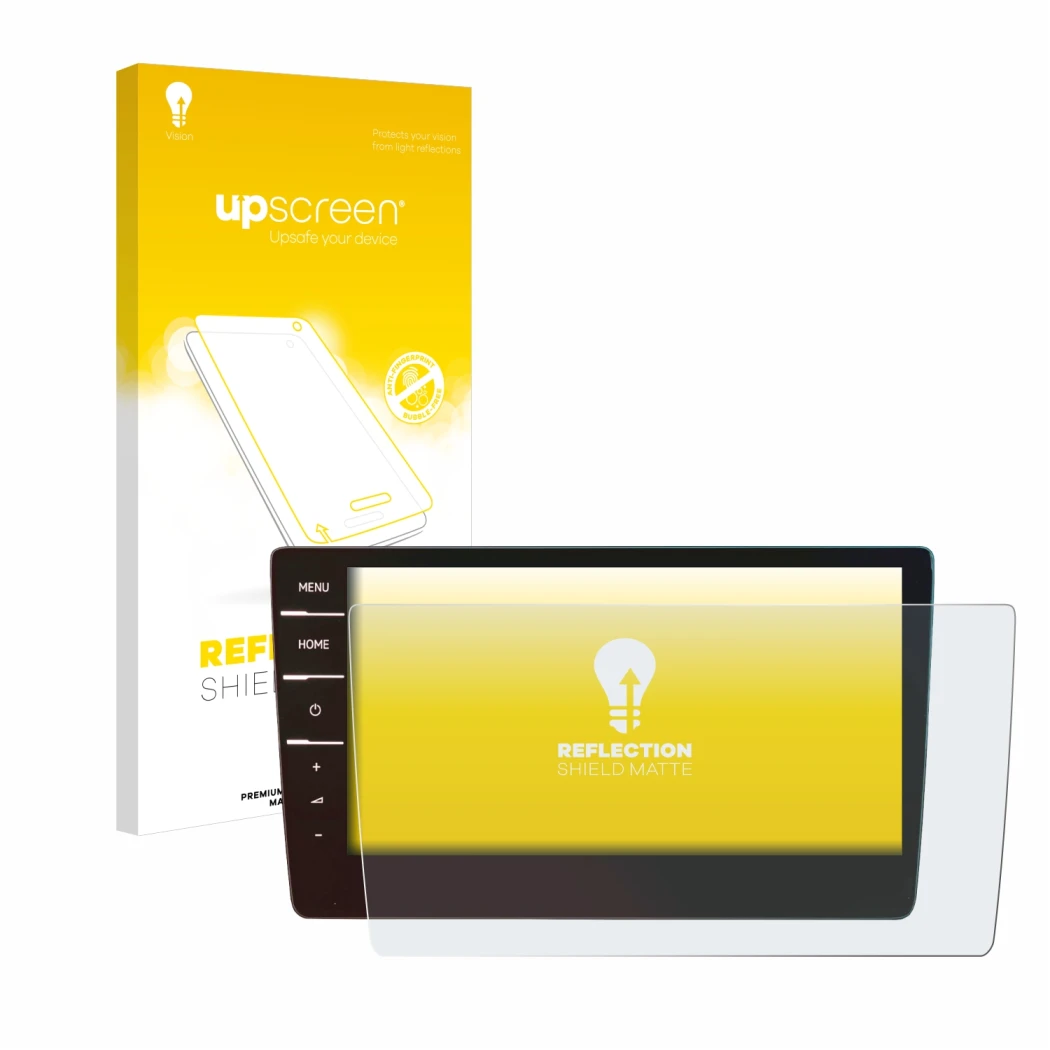 Parte frontale di una confezione del prodotto con il logo del marchio upscreen. Accanto è raffigurato il dispositivo Volkswage