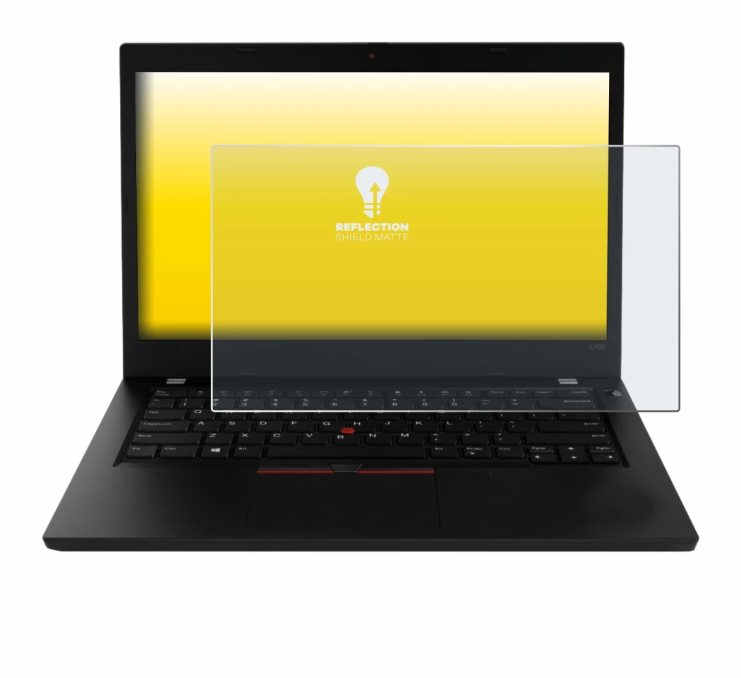 Immagine del dispositivo Lenovo ThinkPad L490 con un'ampia varietà di protezioni per lo schermo.
